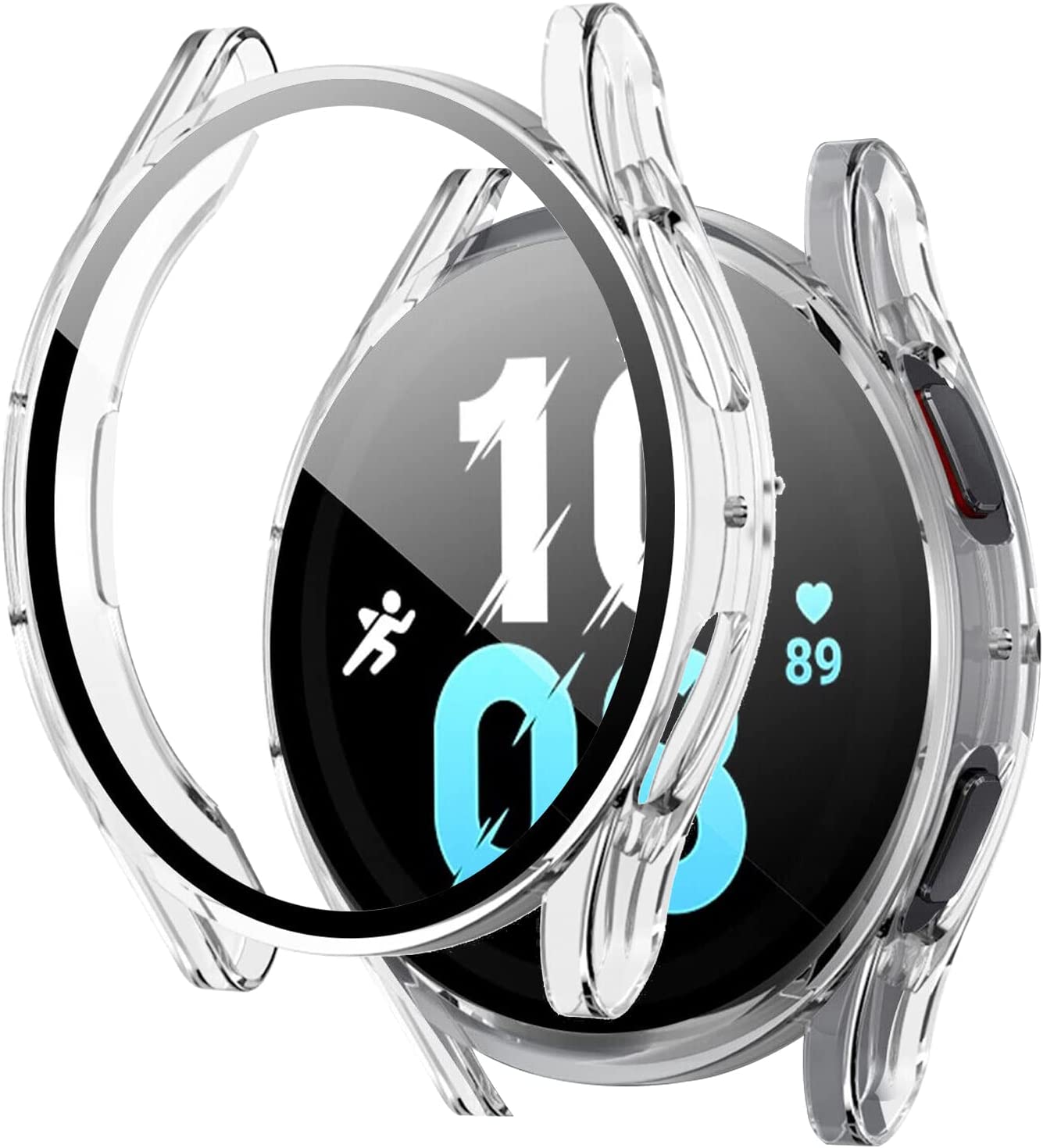 THRE【2 Pack 】For Samsung Galaxy Watch 6 Tempered Glass Screen Protector Case Cover