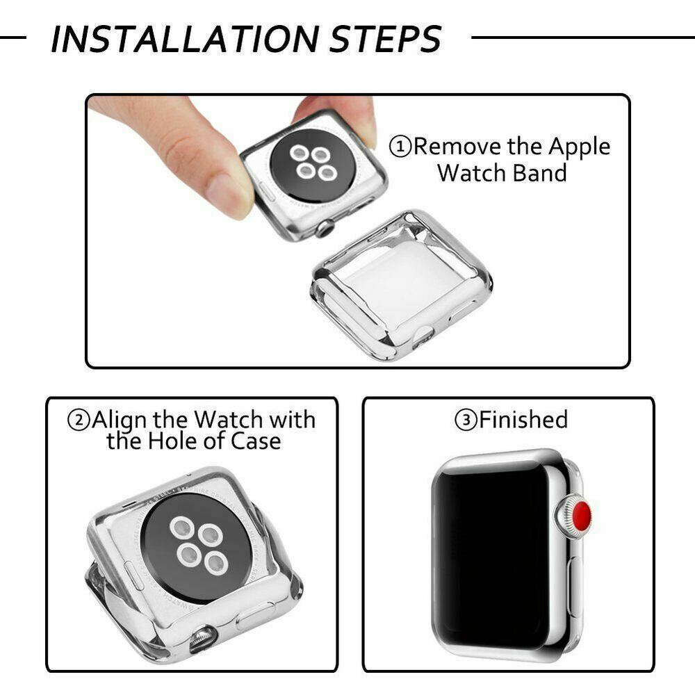 THRE 〖2 Pack 〗For Apple Watch Screen Protector 10 9 8 ultra 2 7 6 5 4 49 46 45 40 41 42 44 38 42mm TPU Case Cover